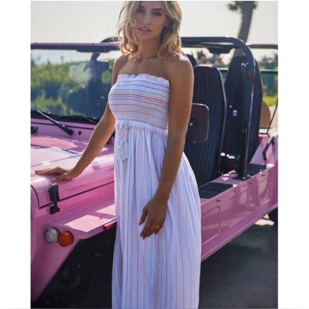 PQ Swim PilyQ Revolve Stephanie Maxi Dress Size XS/S Striped Smocked Tube Dress